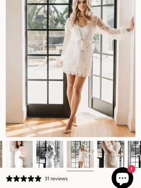 Sheer Lace Short Robe - White